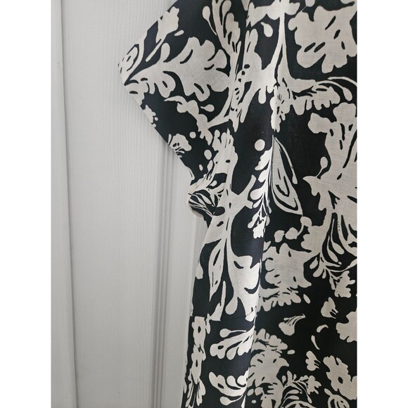 NWT Womens 1X Christian Siriano LINEN Blend Black & White Cap sleeve shirt - Picture 7 of 8